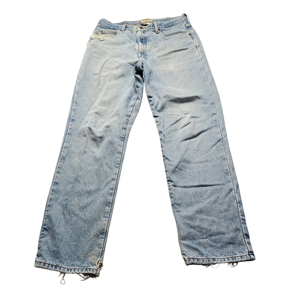L.L. Bean Classic Fit Jeans Mens 34x31 Light Blue Denim Heavy Distressed Vintage